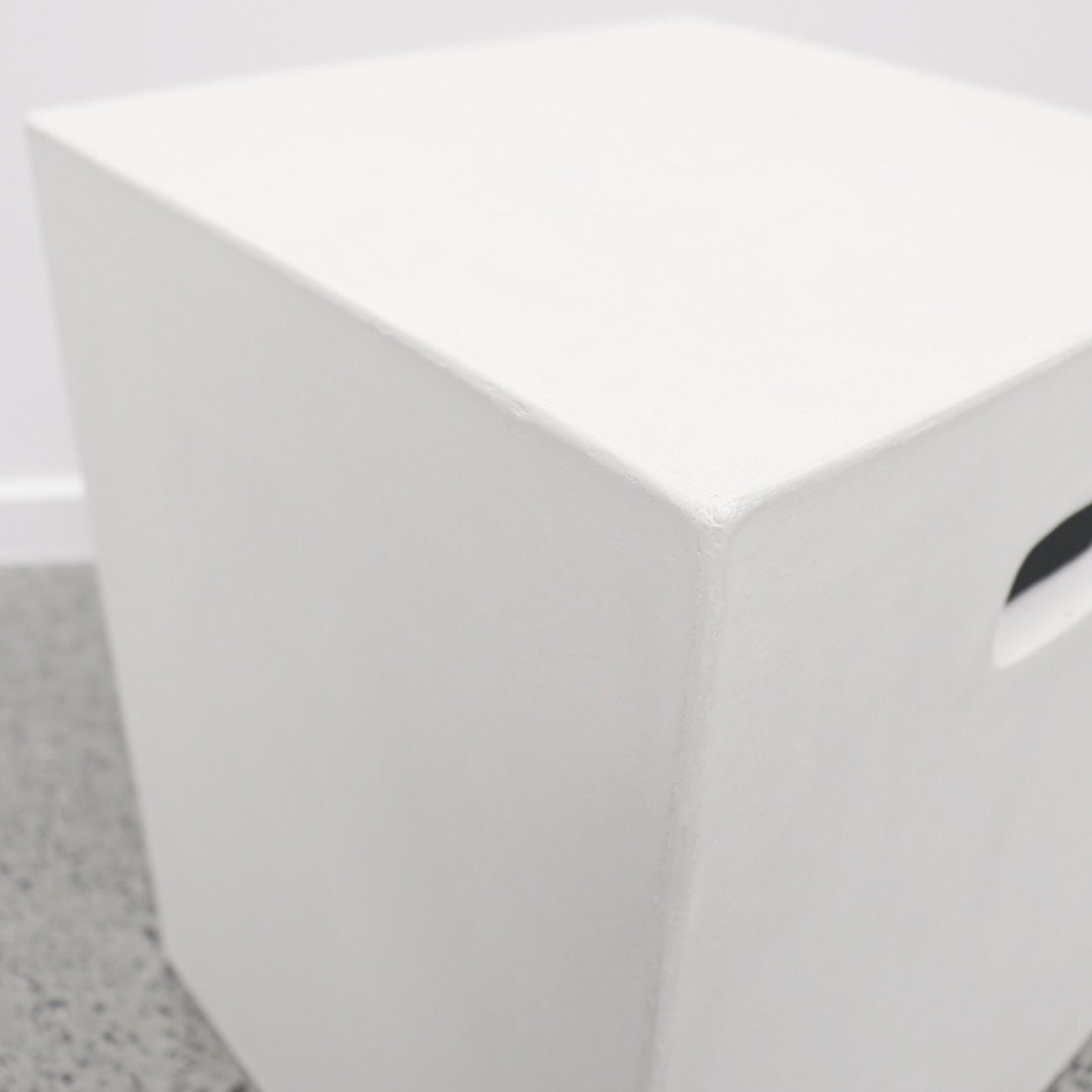 White Concrete Rectangle Side Table / Stool