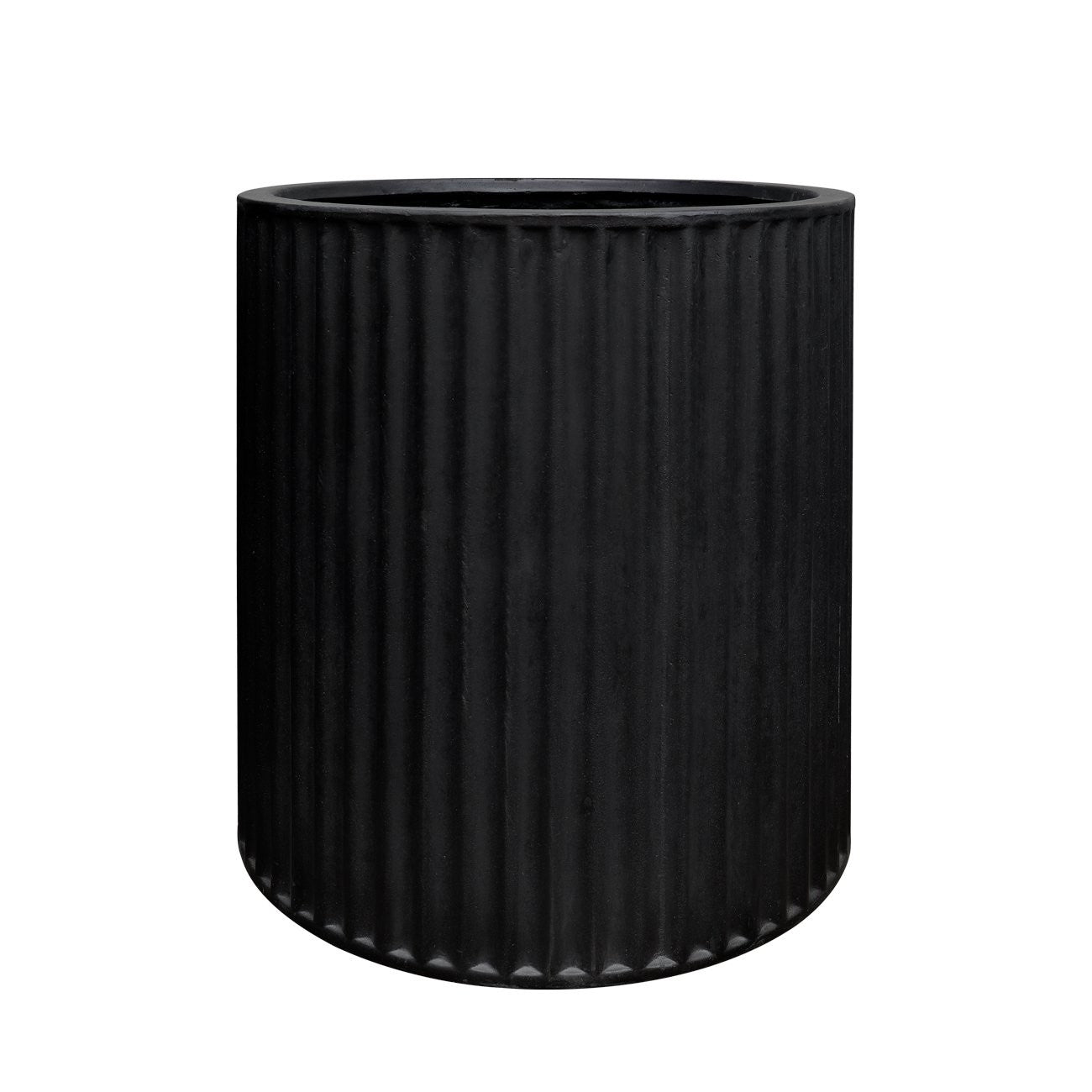 Piako Ribbed Cylinder Outdoor Planter - Black (3 Sizes)