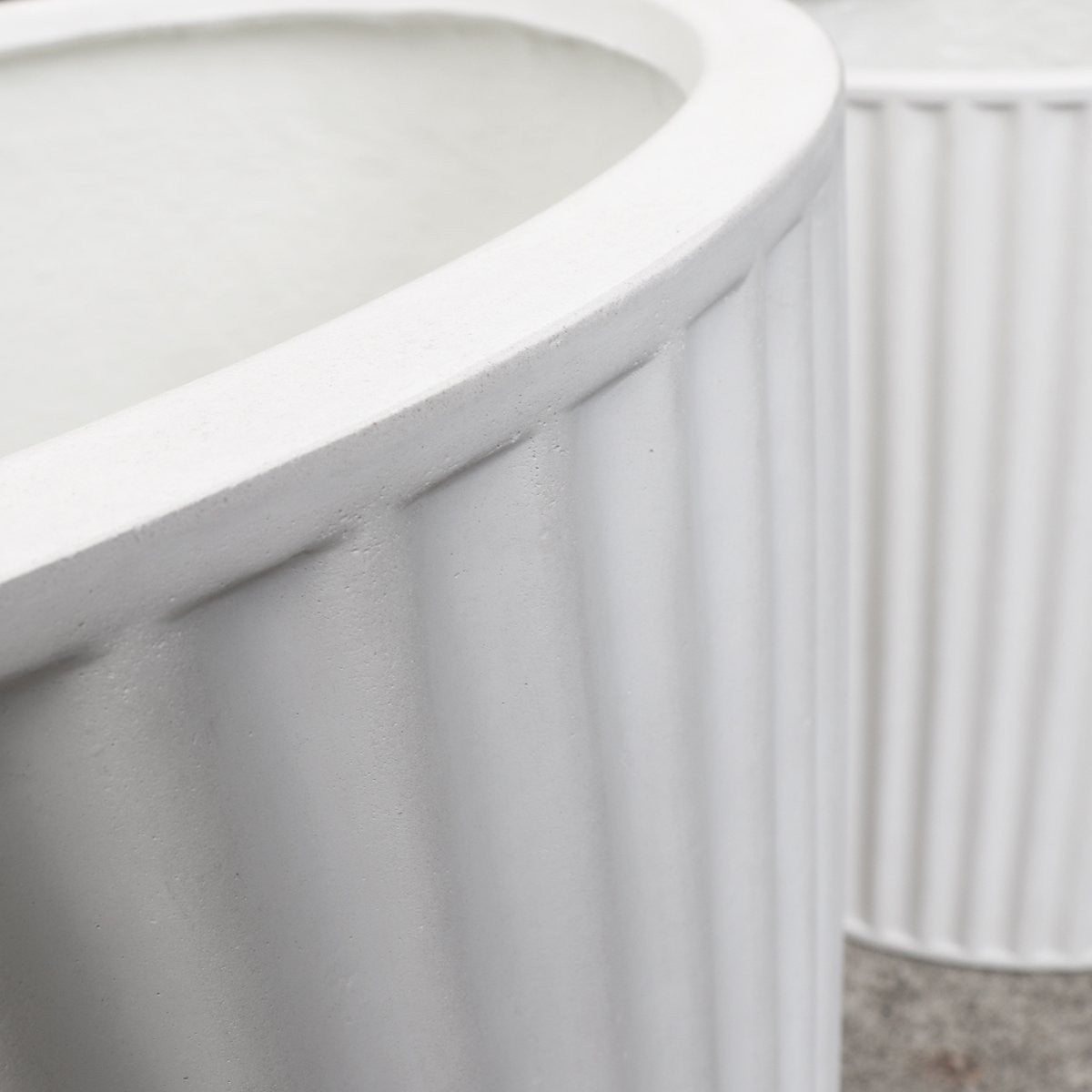 Piako Ribbed Cylinder Outdoor Planter - Chalk (3 Sizes)