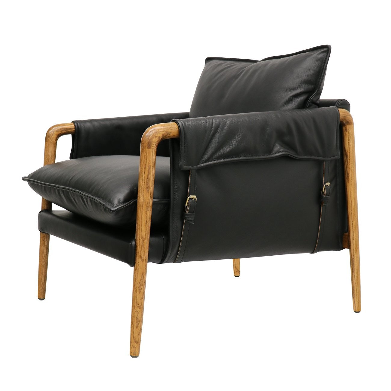 Saddle Occasional Chair - Black Leather