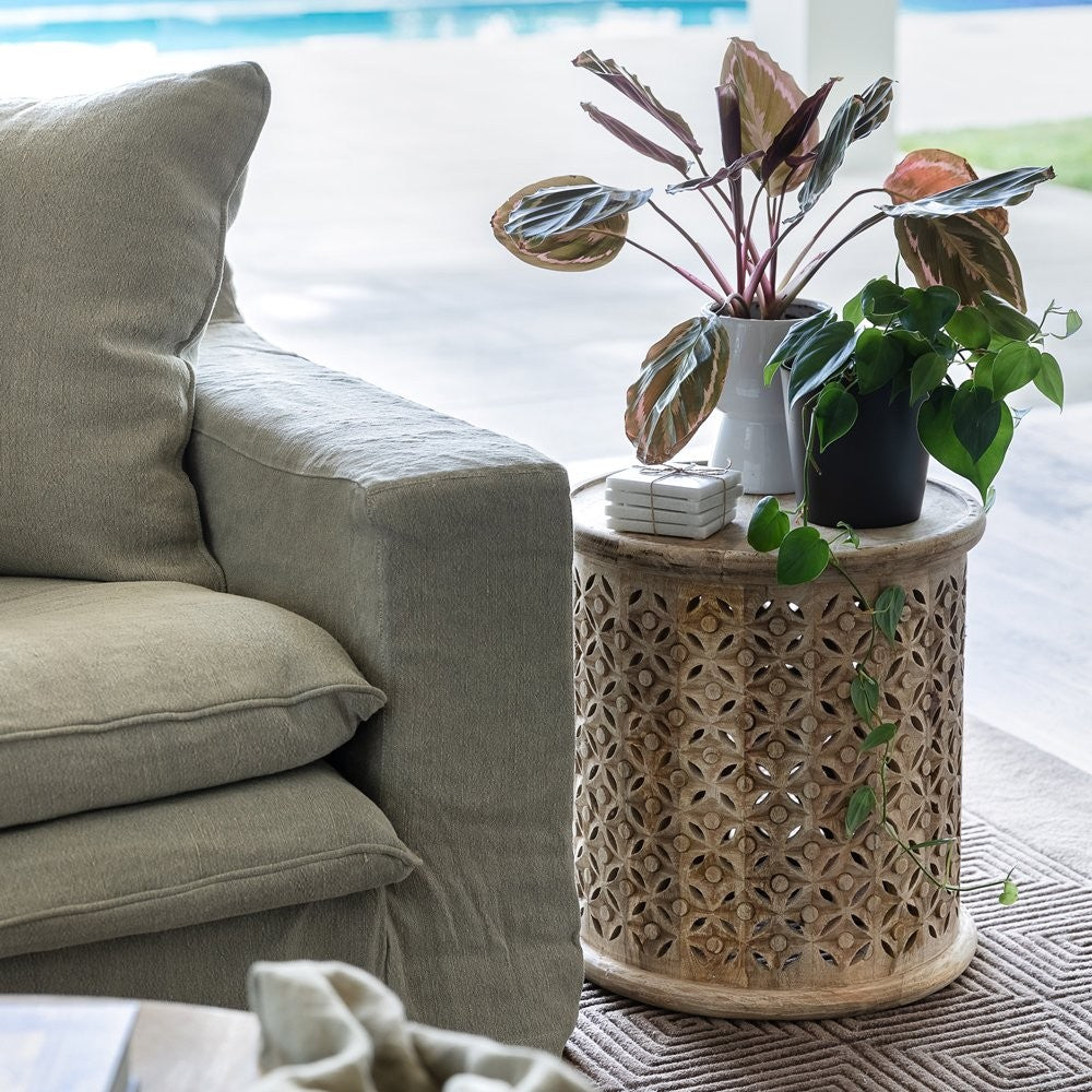 Keely Slipcover Sofa 3 Seater - Khaki