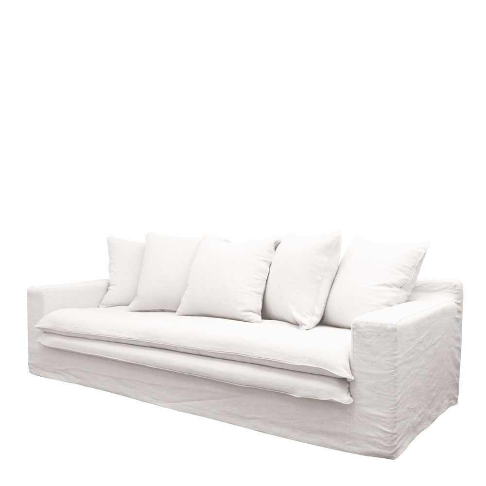 Keely Slipcover Sofa 3 Seater - White