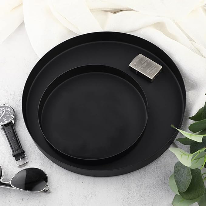Metal Round Trays - Black Set of 3