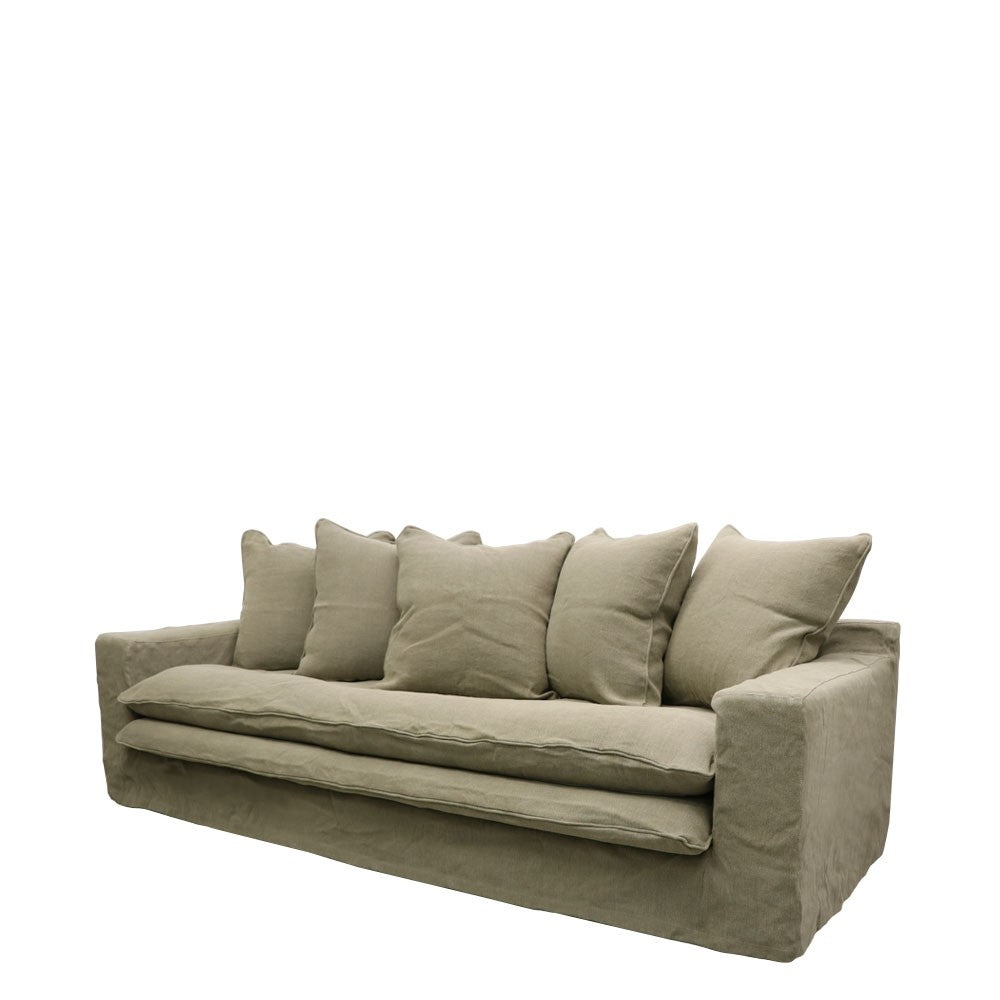 Keely Slipcover Sofa 3 Seater - Khaki