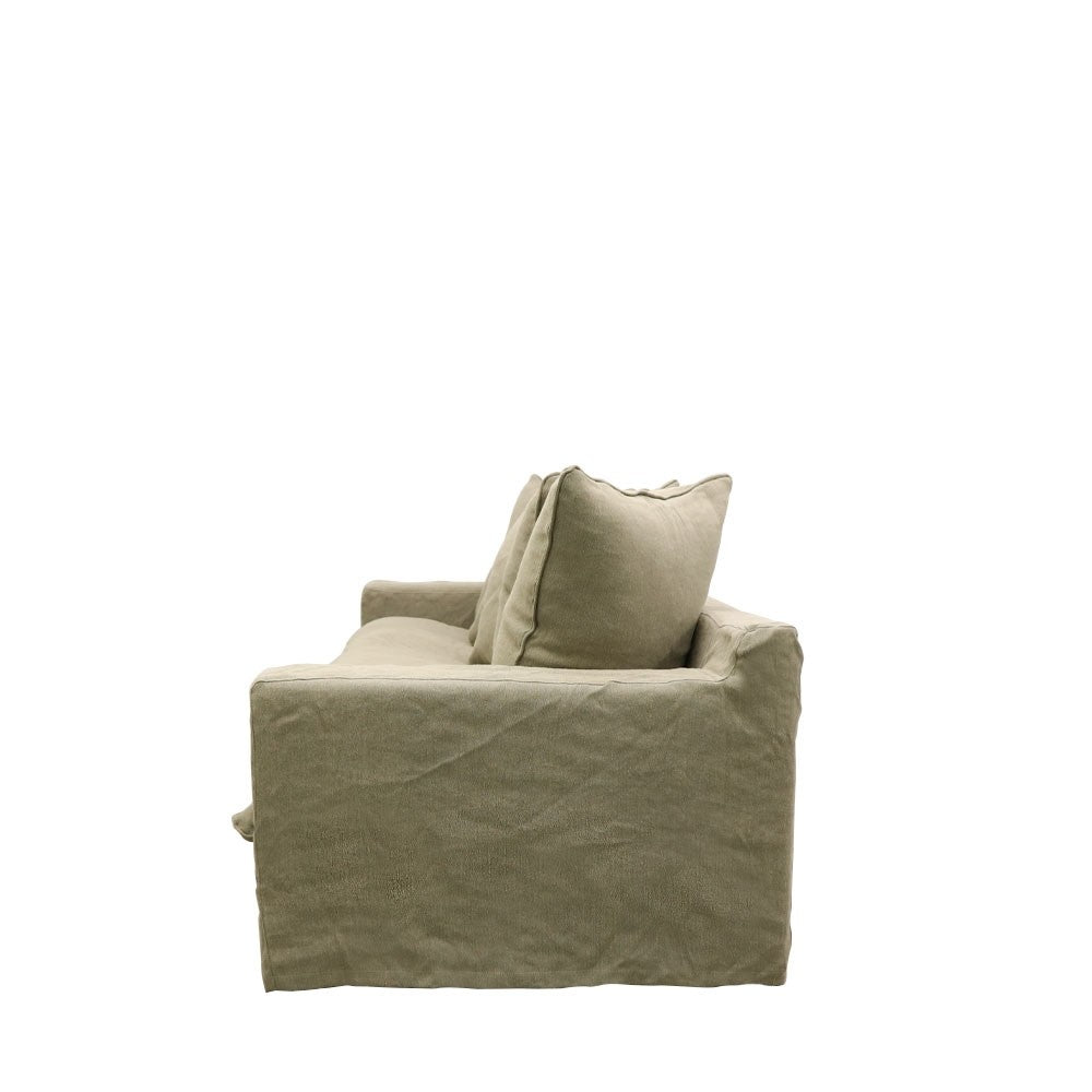 Keely Slipcover Sofa 3 Seater - Khaki