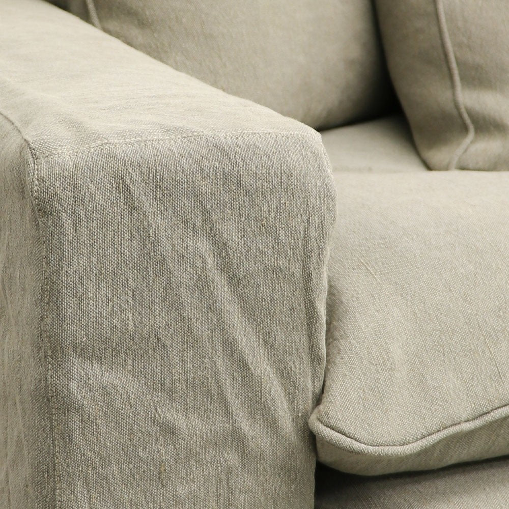 Keely Slipcover Sofa 3 Seater - Khaki
