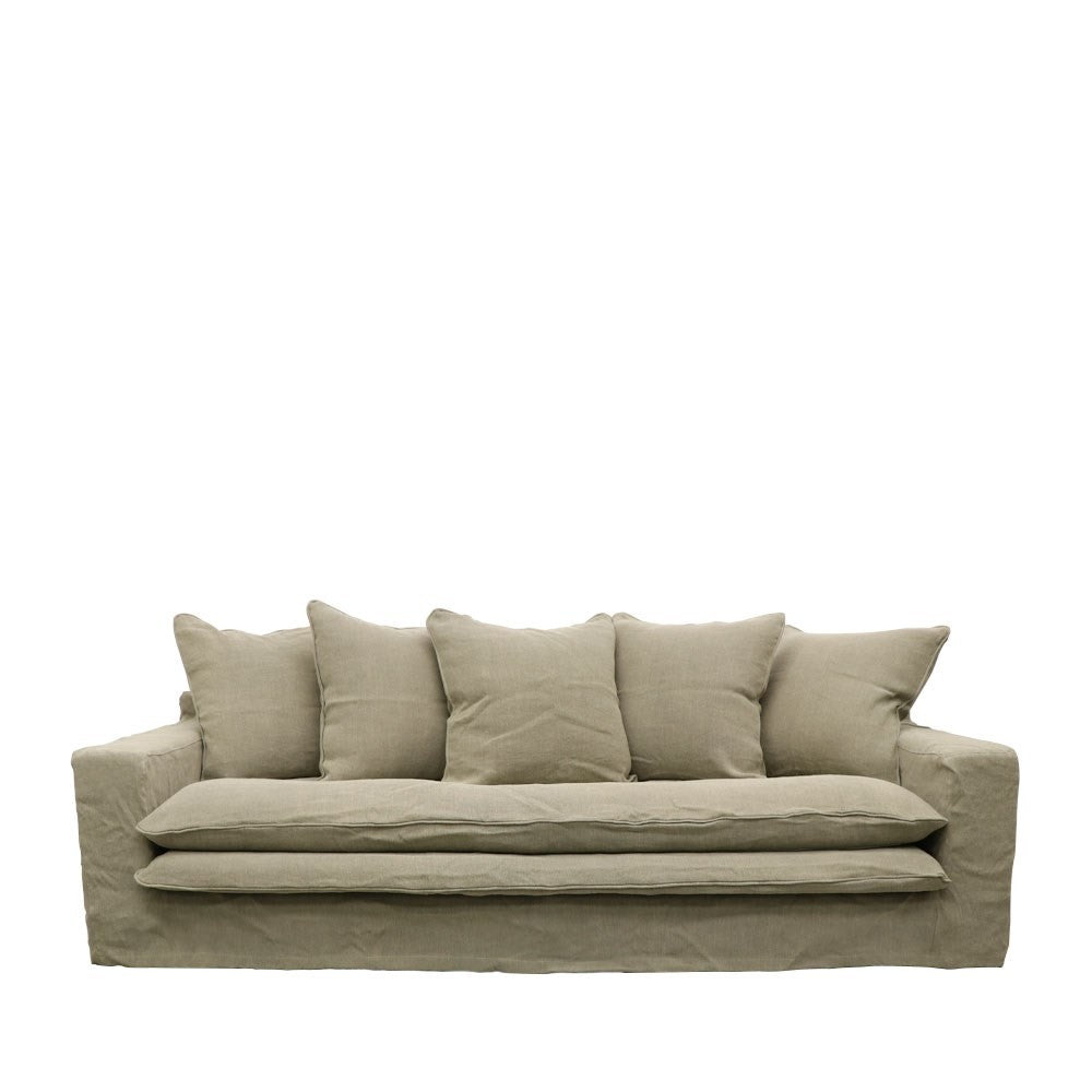 Keely Slipcover Sofa 3 Seater - Khaki