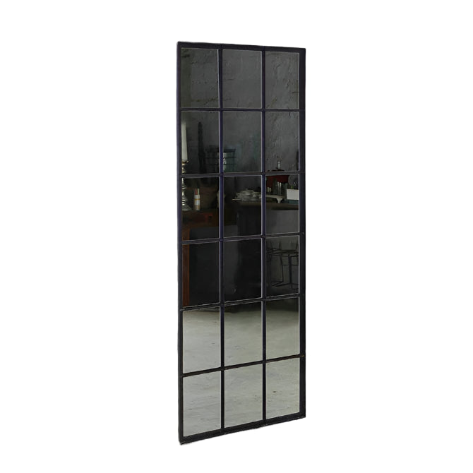 Loft Black Iron Floor Mirror – 18 block
