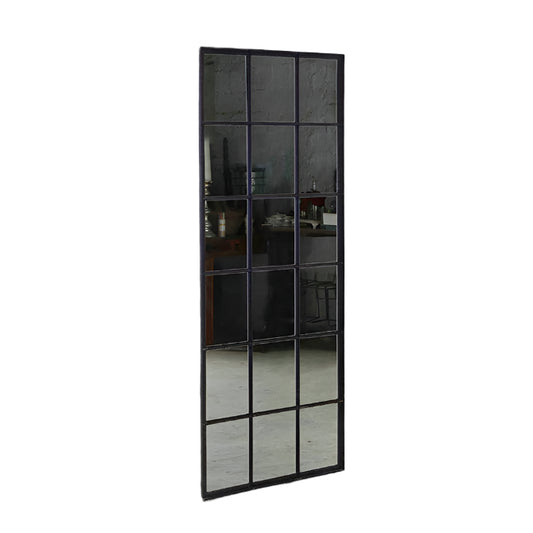 Loft Black Iron Floor Mirror – 18 block
