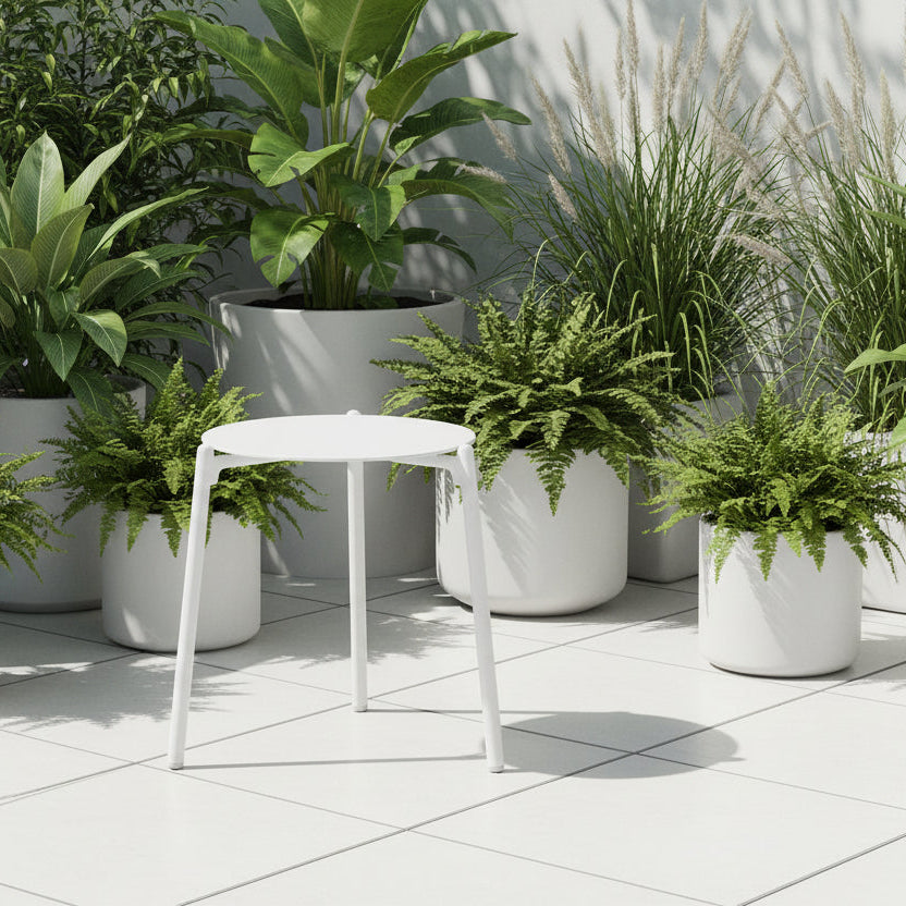 White side table on a white background