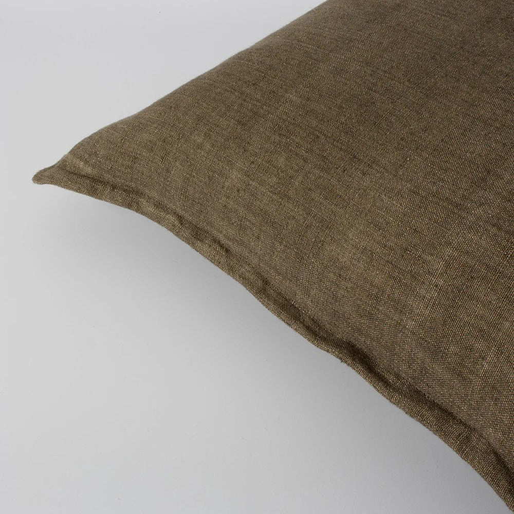 Clove linen cushion on a white background