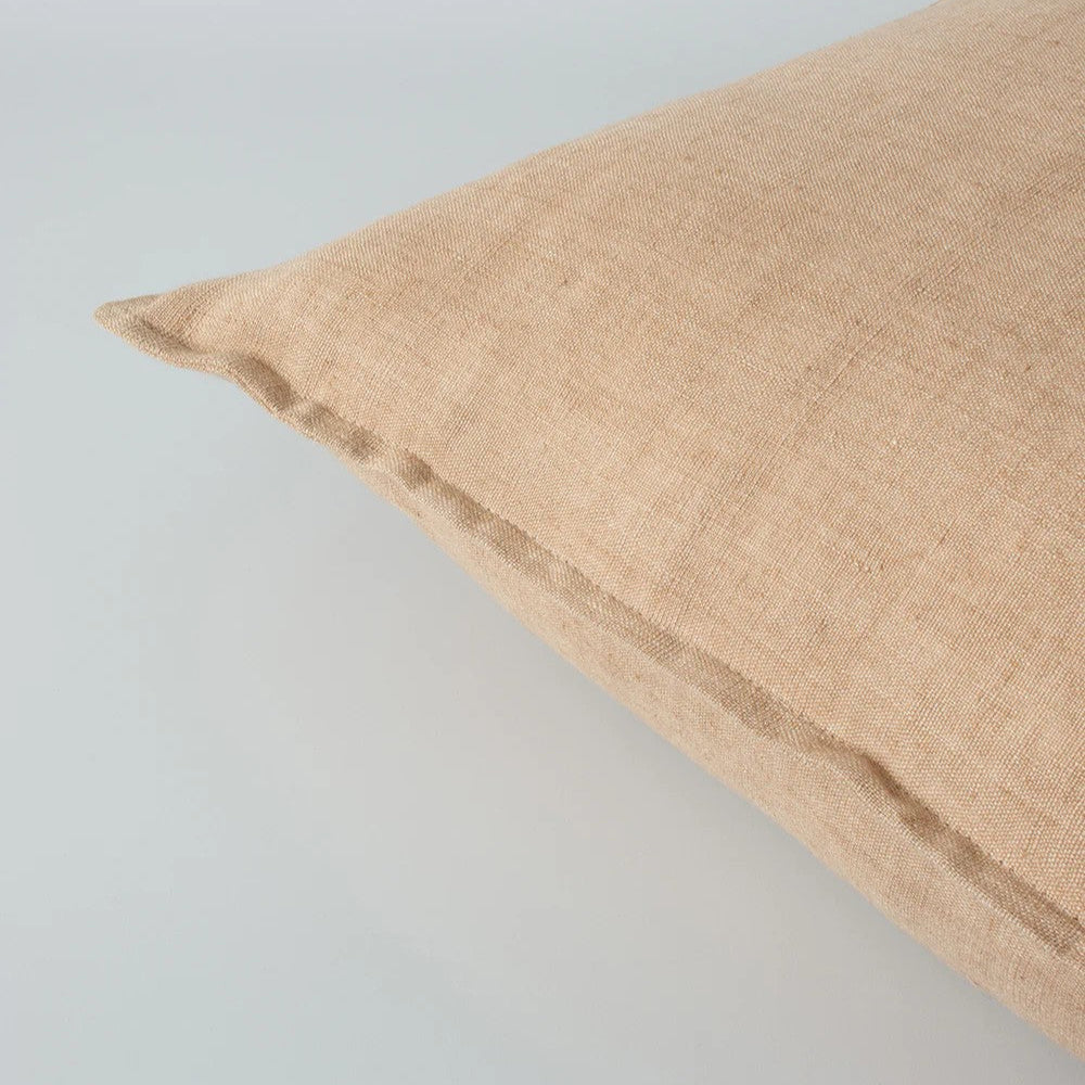 coconut linen cushion Beige on a light grey background