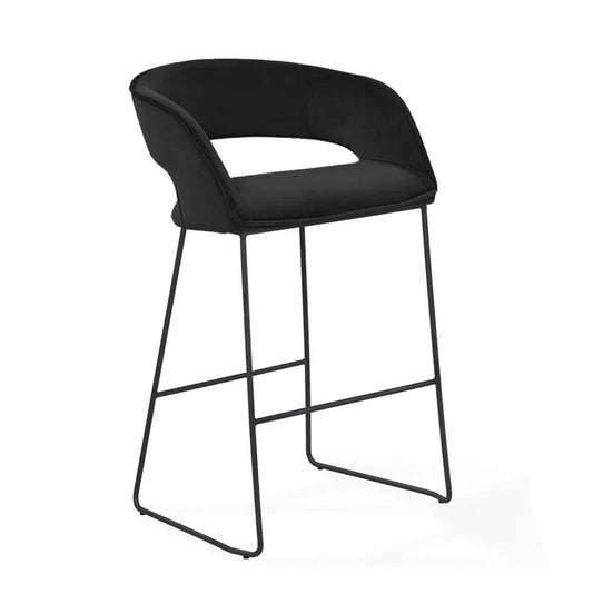 Avolto Tall Barstool - Charcoal Fabric & Black Legs