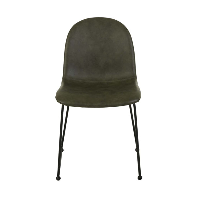 Smith Sleigh Dining Chair - Vintage Matt Green PU