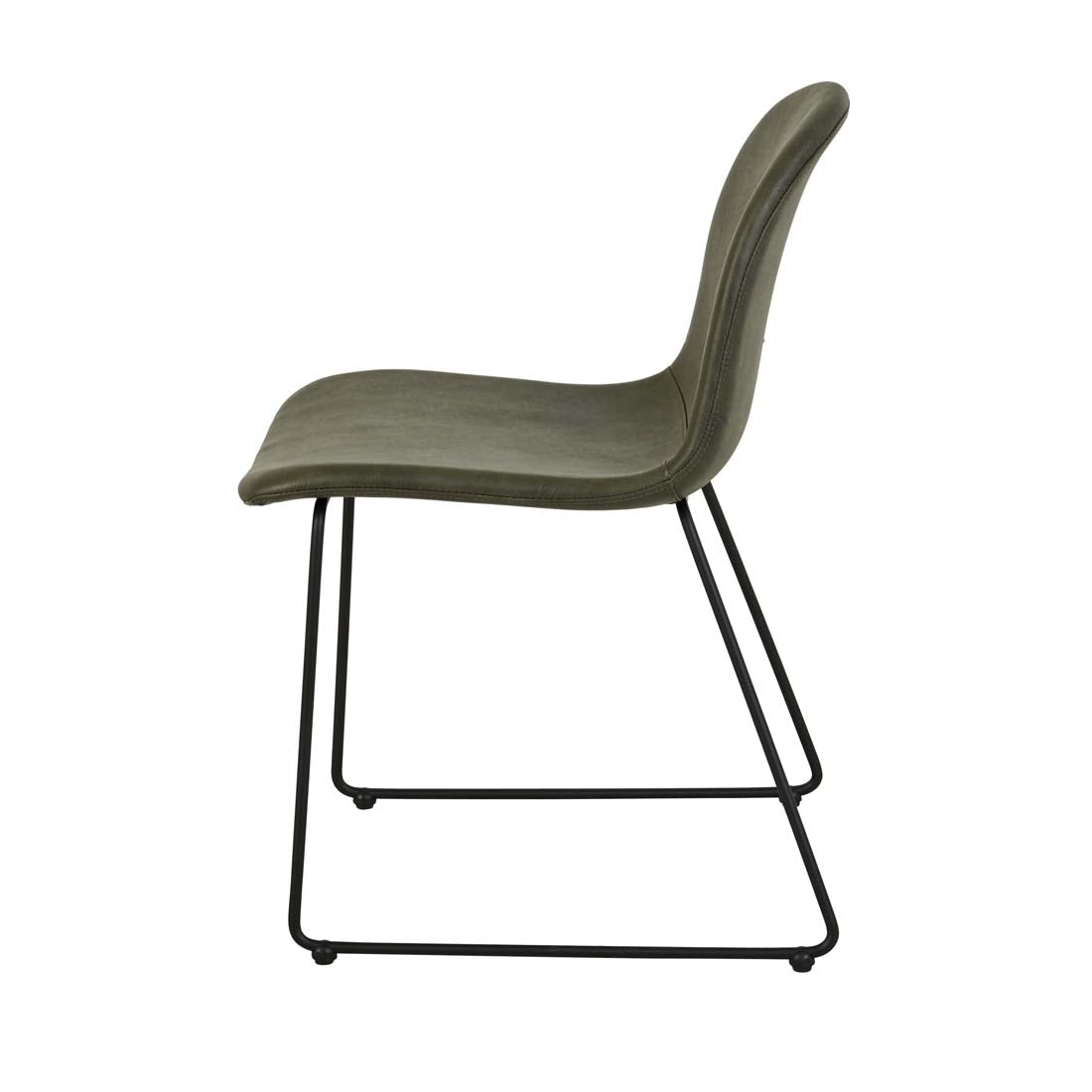 Smith Sleigh Dining Chair - Vintage Matt Green PU