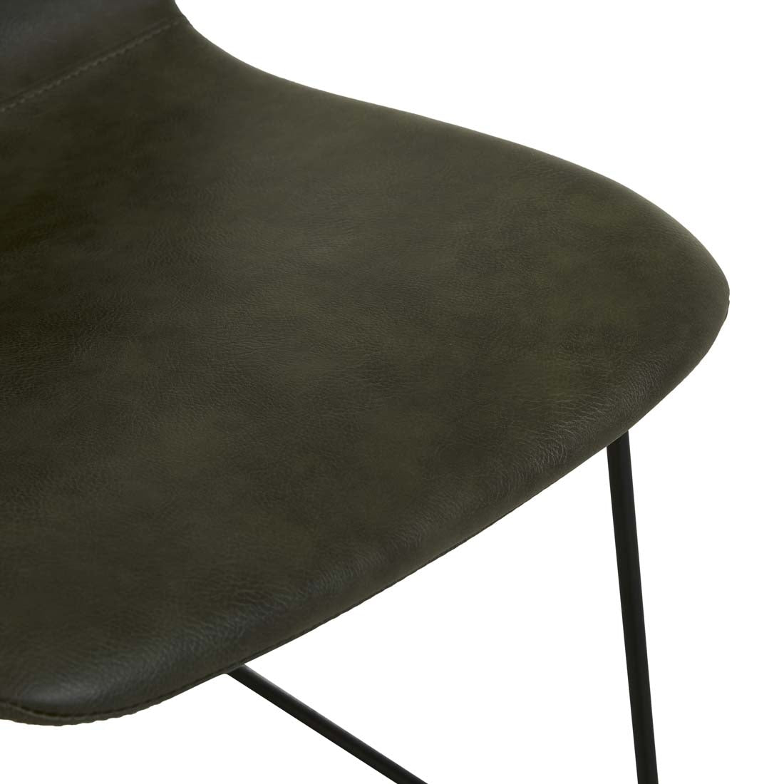 Smith Sleigh Dining Chair - Vintage Matt Green PU