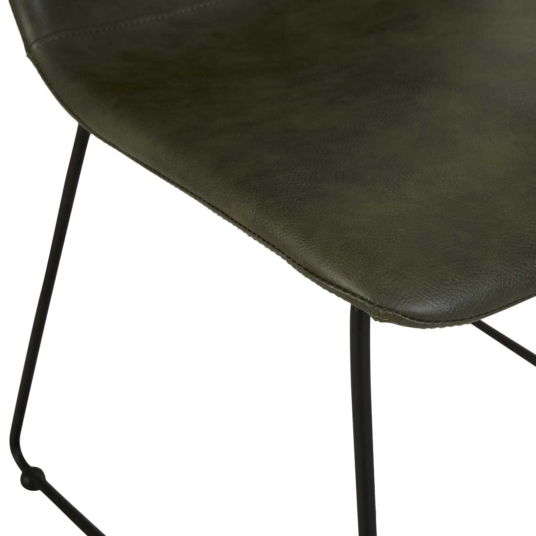 Smith Sleigh Dining Chair - Vintage Matt Green PU