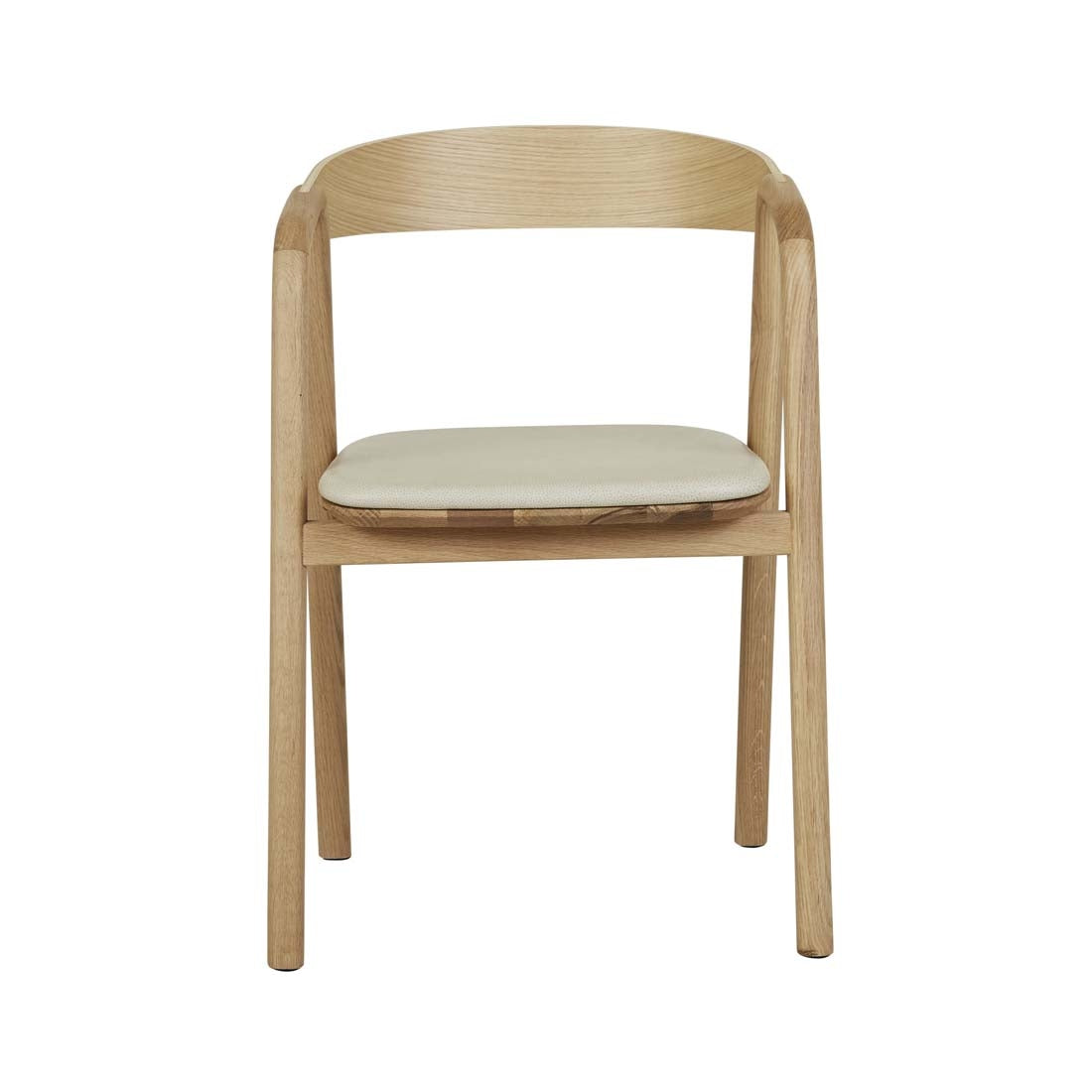 Tolv Inlay Upholstered Dining Armchair - Limestone + Light Oak