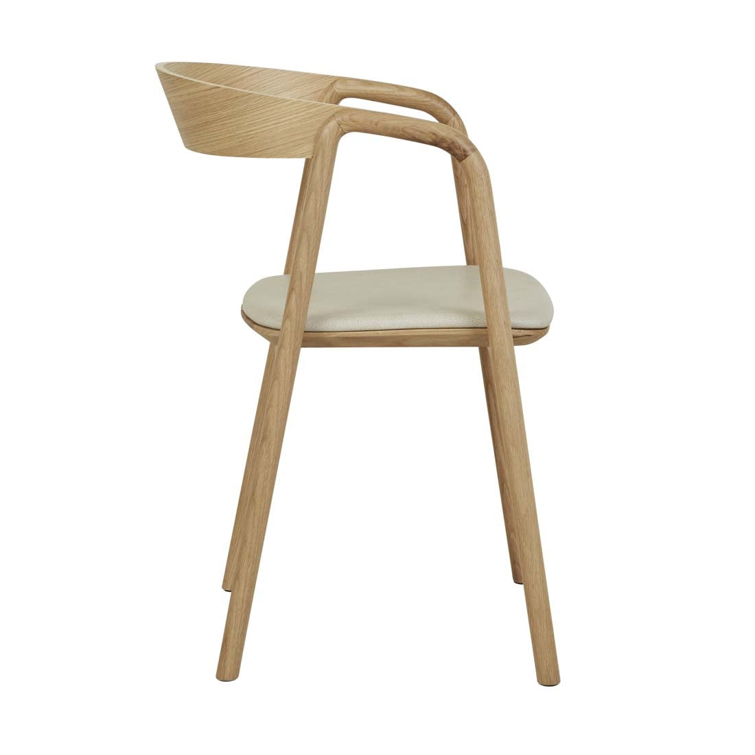 Tolv Inlay Upholstered Dining Armchair - Limestone + Light Oak