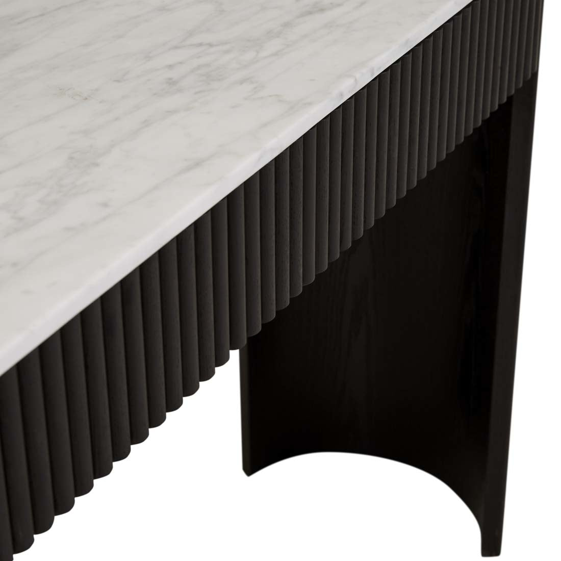 Benjamin Ripple Grand Marble Console - White Marble + Black Oak