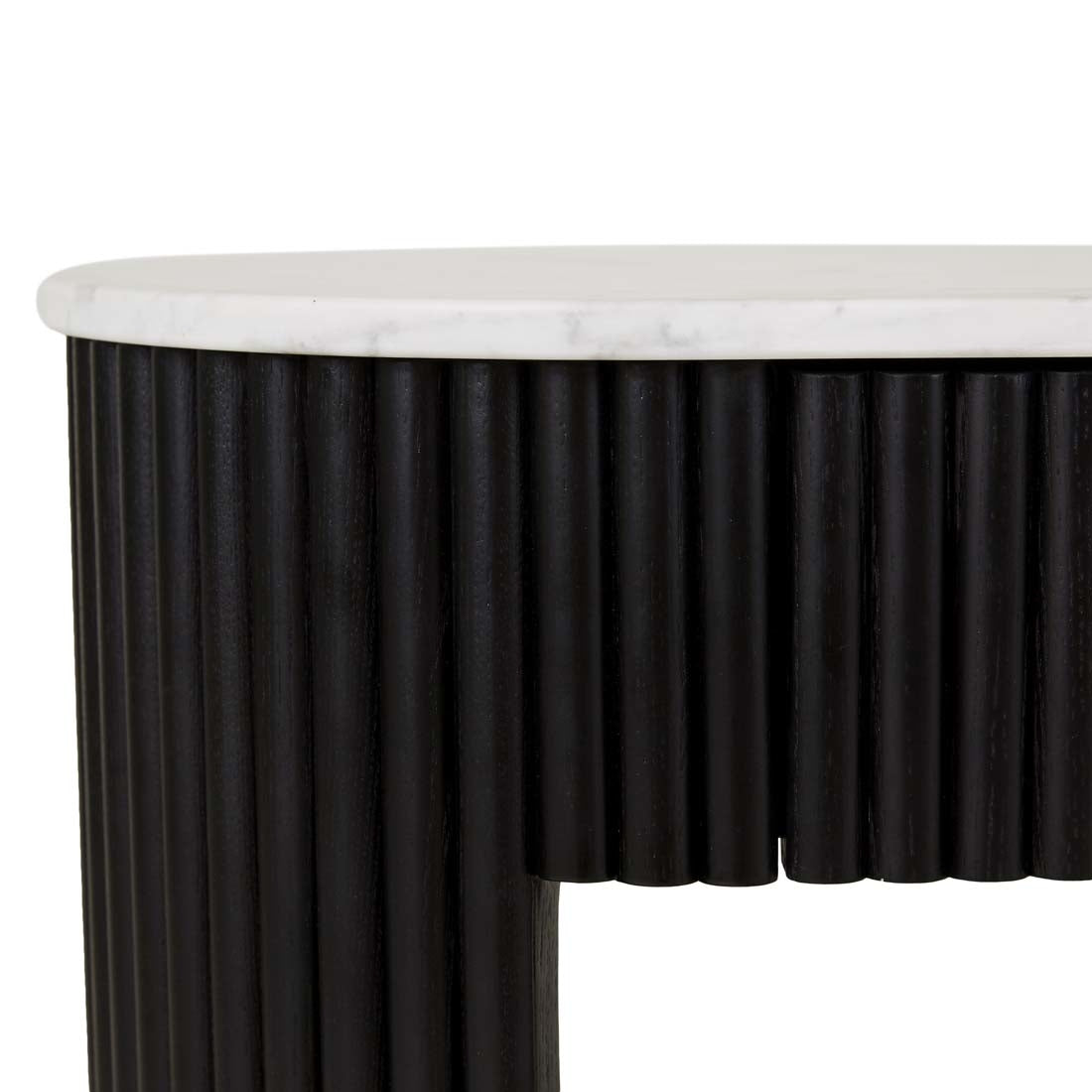 Benjamin Ripple Grand Marble Console - White Marble + Black Oak
