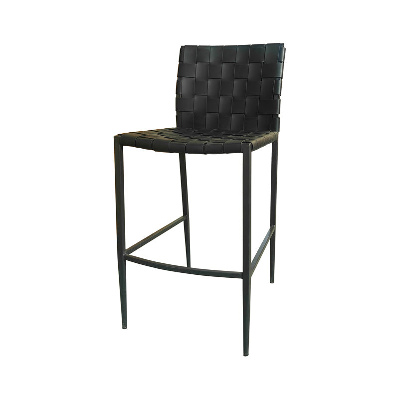 Calibre Barstool - Faux Black Leather & Black Legs