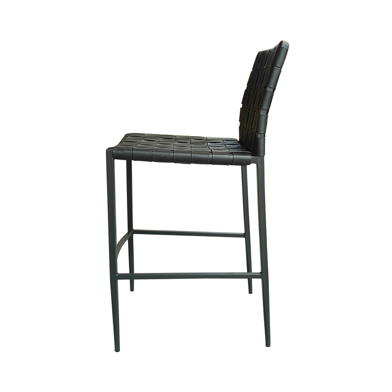 Calibre Barstool - Faux Black Leather & Black Legs