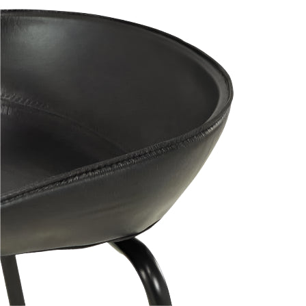 Cherry Barstool - Black Leather & Black Legs