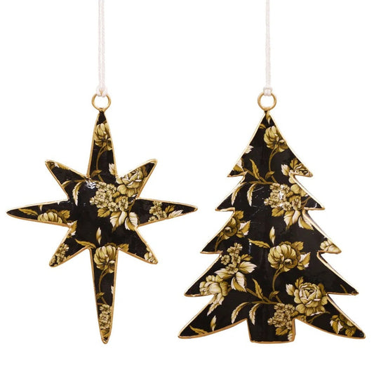 Christmas Hanging Enamel Decorations - Set of 2