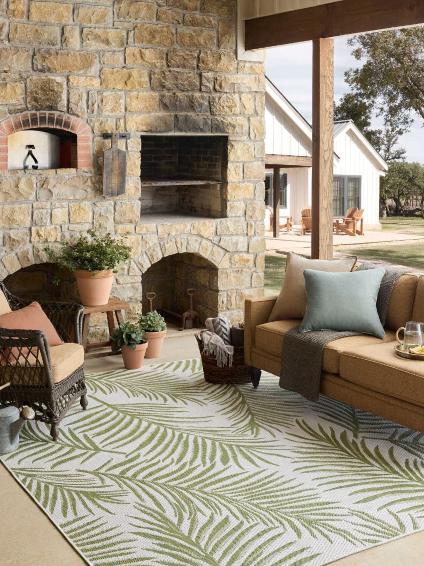 Palm Outdoor Rug - Ivory & Green