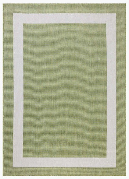 Border Outdoor Rug - Ivory & Green