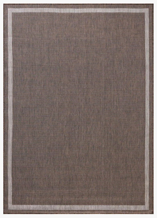 Border Outdoor Rug - Coffee & Dove