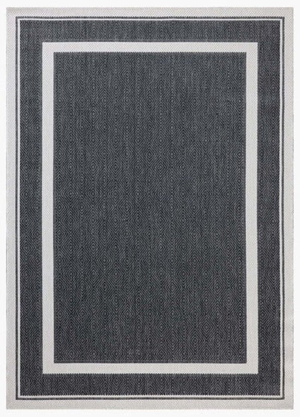 Borders Outdoor Rug - Ivory & Onyx