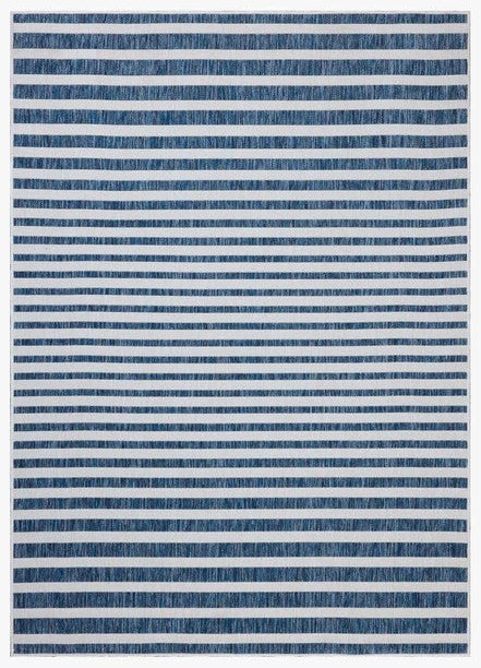 Stripes Outdoor Rug - Ivory  & Denim