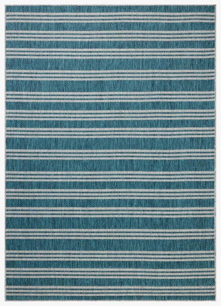 Stripes Outdoor Rug - Teal & Fog