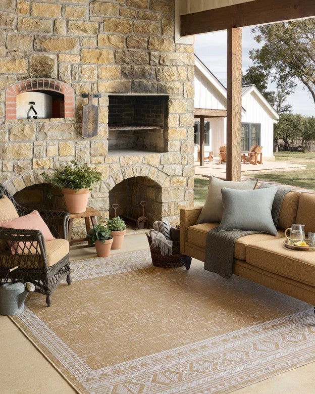 Aztec Outdoor Rug - Ivory & Wheat