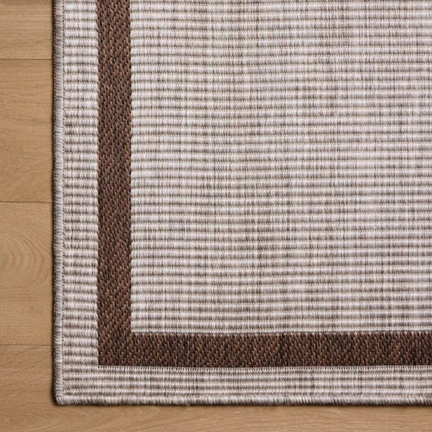 Border Outdoor Rug - Coffee & Dove