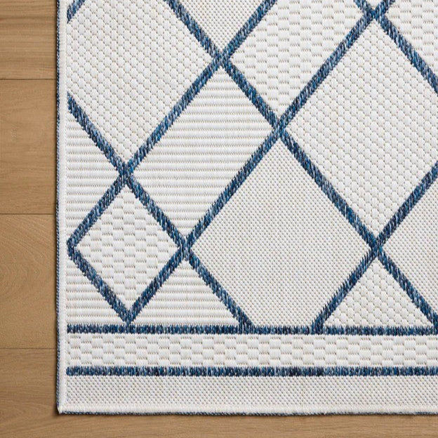 Diamonds Outdoor Rug - Ivory  & Denim