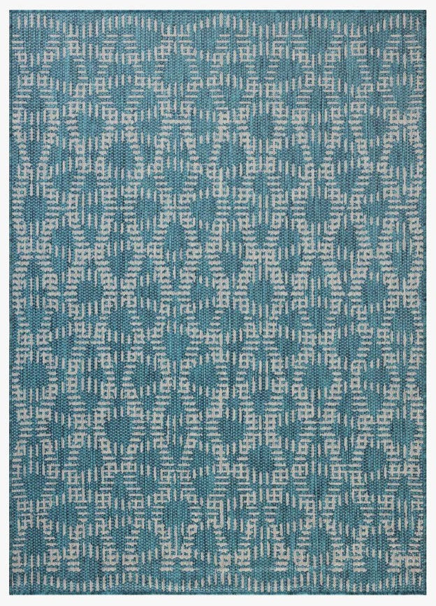 Mosaic Outdoor Rug - Teal & Fog