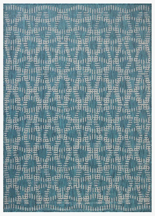 Mosaic Outdoor Rug - Teal & Fog