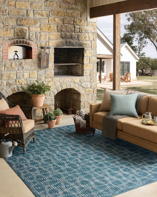 Mosaic Outdoor Rug - Teal & Fog