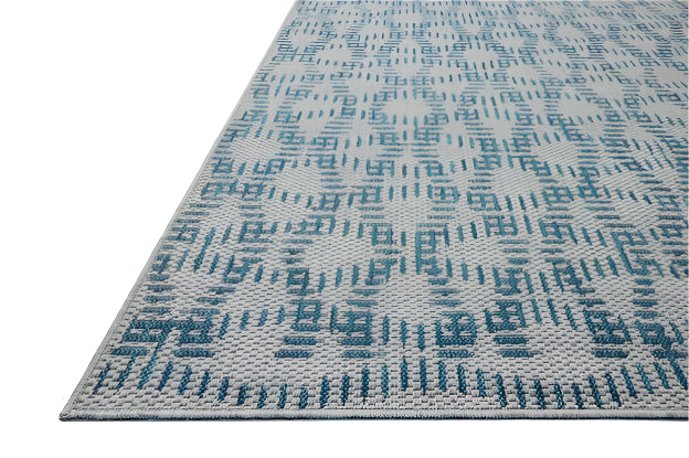 Mosaic Outdoor Rug - Teal & Fog