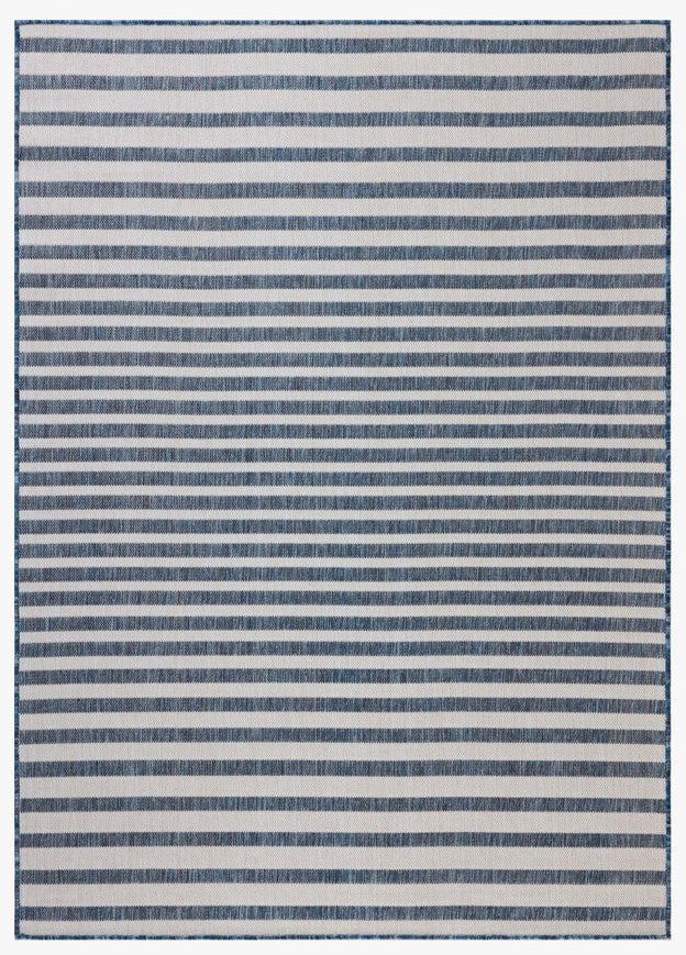 Stripes Outdoor Rug - Ivory  & Denim
