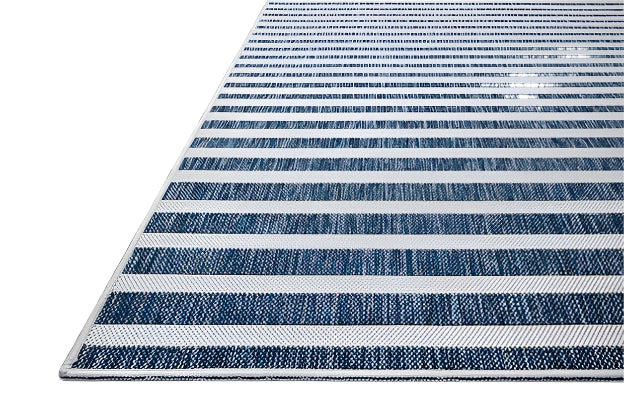 Stripes Outdoor Rug - Ivory  & Denim