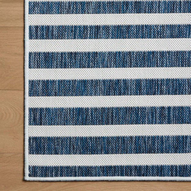 Stripes Outdoor Rug - Ivory  & Denim