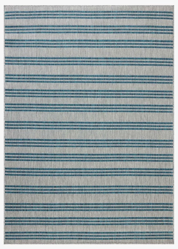 Stripes Outdoor Rug - Teal & Fog