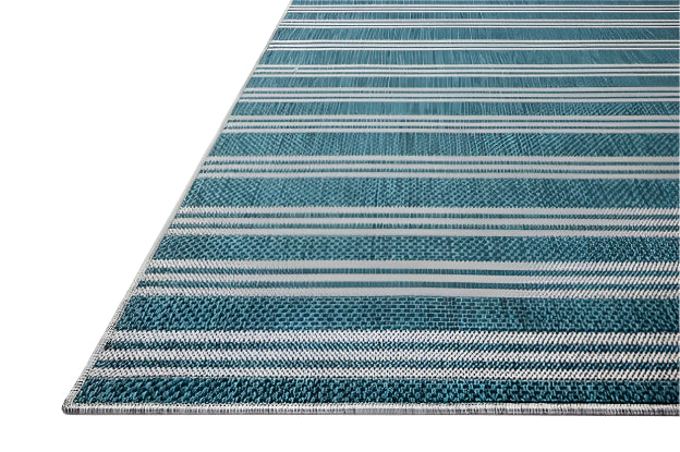Stripes Outdoor Rug - Teal & Fog