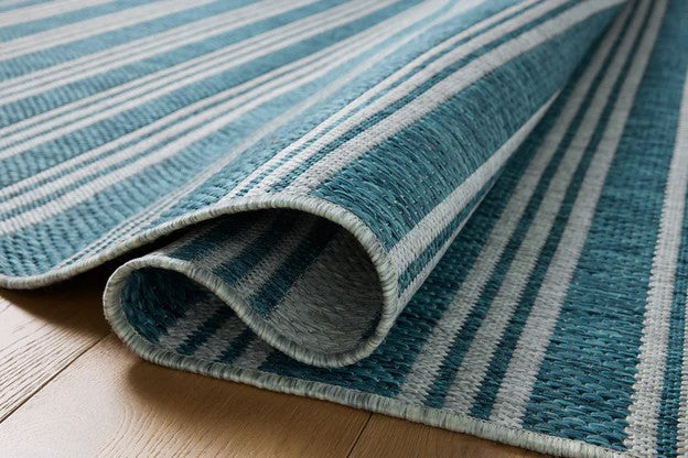Stripes Outdoor Rug - Teal & Fog