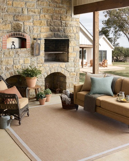 Border Outdoor Rug - Ivory & Wheat
