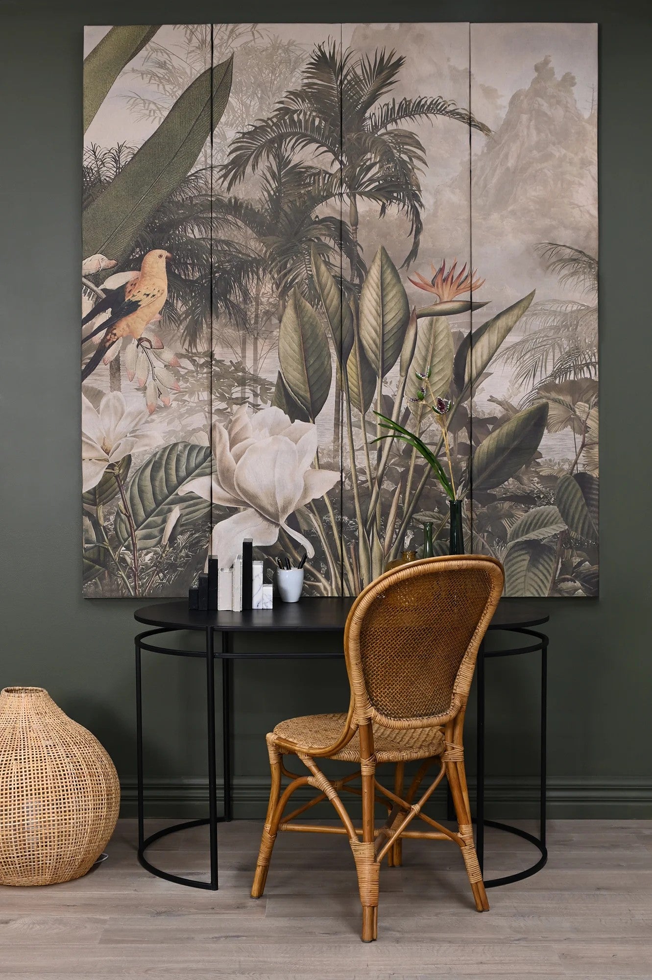 Folding Screen/Wall Art - Parrot Paradise